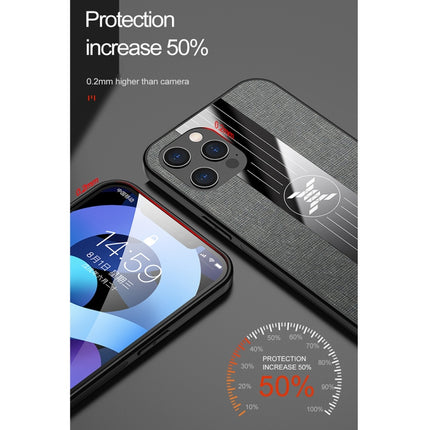 XINLI Stitching Cloth Textue Shockproof TPU Protective Case with Ring Holder For iPhone 12 Pro(Grey)-garmade.com