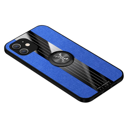 XINLI Stitching Cloth Textue Shockproof TPU Protective Case with Ring Holder For iPhone 12 Mini(Blue)-garmade.com