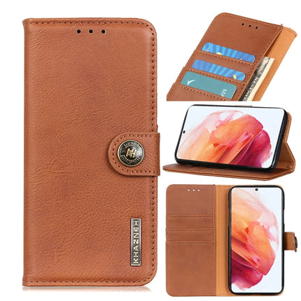 For Samsung Galaxy S21 5G KHAZNEH Cowhide Texture Horizontal Flip Leather Case with Holder & Card Slots & Wallet(Brown)-garmade.com