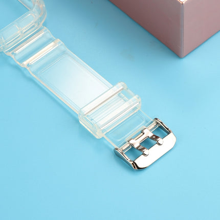 Transparent TPU Integrated Replacement Watch Strap For Apple Watch Series 6 & SE & 5 & 4 40mm / 3 & 2 & 1 38mm(White)-garmade.com