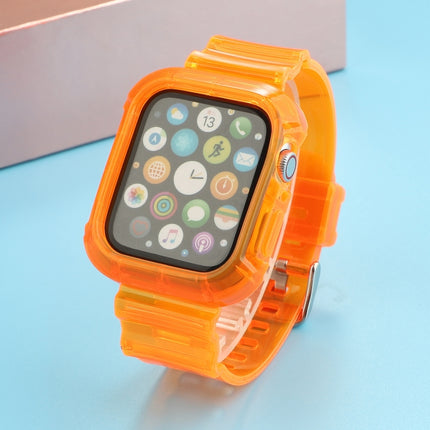 Transparent TPU Integrated Replacement Watch Strap For Apple Watch Series 6 & SE & 5 & 4 40mm / 3 & 2 & 1 38mm(Orange)-garmade.com