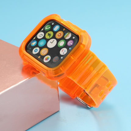 Transparent TPU Integrated Replacement Watch Strap For Apple Watch Series 6 & SE & 5 & 4 40mm / 3 & 2 & 1 38mm(Orange)-garmade.com