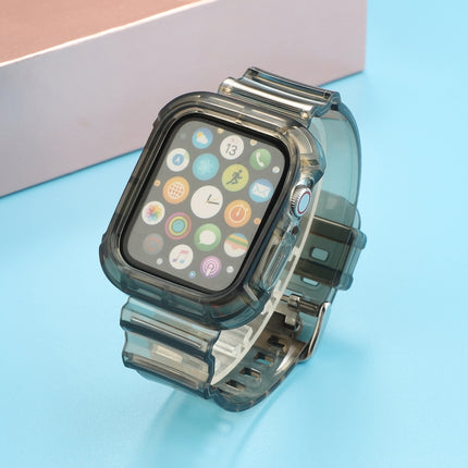 Transparent TPU Integrated Replacement Watch Strap For Apple Watch Series 6 & SE & 5 & 4 40mm / 3 & 2 & 1 38mm(Black)-garmade.com