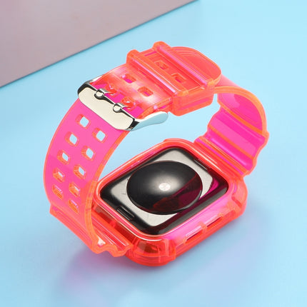 Transparent TPU Integrated Replacement Watch Strap For Apple Watch Series 6 & SE & 5 & 4 40mm / 3 & 2 & 1 38mm(Rose Red)-garmade.com