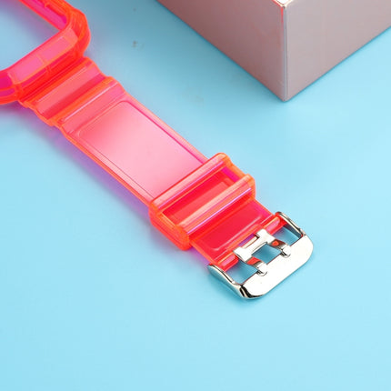 Transparent TPU Integrated Replacement Watch Strap For Apple Watch Series 6 & SE & 5 & 4 40mm / 3 & 2 & 1 38mm(Rose Red)-garmade.com