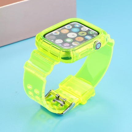 Transparent TPU Integrated Replacement Watch Strap For Apple Watch Series 6 & SE & 5 & 4 40mm / 3 & 2 & 1 38mm(Fluorescent Green)-garmade.com