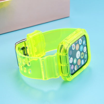 Transparent TPU Integrated Replacement Watch Strap For Apple Watch Series 6 & SE & 5 & 4 40mm / 3 & 2 & 1 38mm(Fluorescent Green)-garmade.com