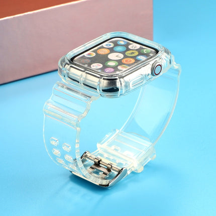Transparent TPU Integrated Replacement Watch Strap For Apple Watch Series 6 & SE & 5 & 4 44mm / 3 & 2 & 1 42mm(White)-garmade.com