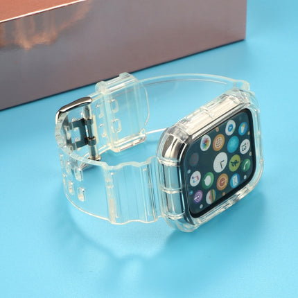 Transparent TPU Integrated Replacement Watch Strap For Apple Watch Series 6 & SE & 5 & 4 44mm / 3 & 2 & 1 42mm(White)-garmade.com