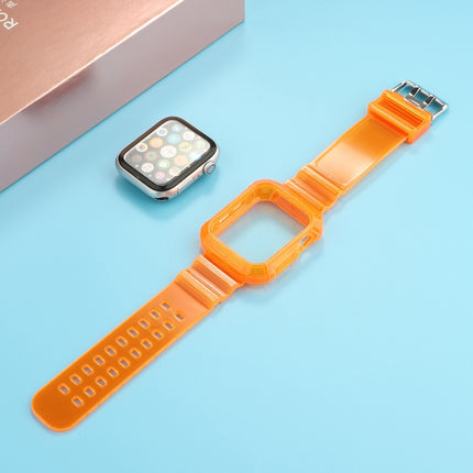 Transparent TPU Integrated Replacement Watch Strap For Apple Watch Series 6 & SE & 5 & 4 44mm / 3 & 2 & 1 42mm(Orange)-garmade.com