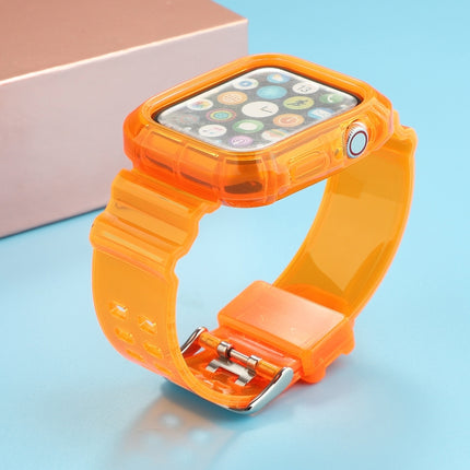 Transparent TPU Integrated Replacement Watch Strap For Apple Watch Series 6 & SE & 5 & 4 44mm / 3 & 2 & 1 42mm(Orange)-garmade.com