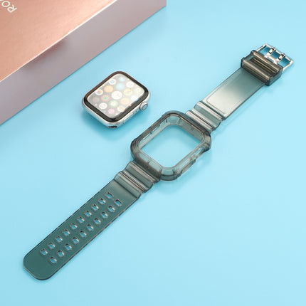 Transparent TPU Integrated Replacement Watch Strap For Apple Watch Series 6 & SE & 5 & 4 44mm / 3 & 2 & 1 42mm(Black)-garmade.com