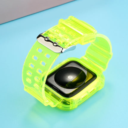 Transparent TPU Integrated Replacement Watch Strap For Apple Watch Series 6 & SE & 5 & 4 44mm / 3 & 2 & 1 42mm(Fluorescent Green)-garmade.com