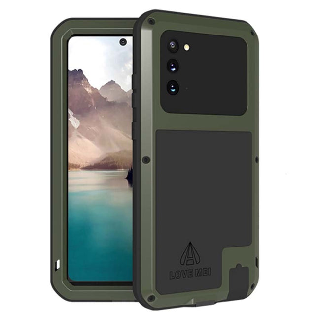 For Samsung Galaxy Note 20 LOVE MEI Metal Shockproof Waterproof Dustproof Protective Case without Glass(Army Green)-garmade.com