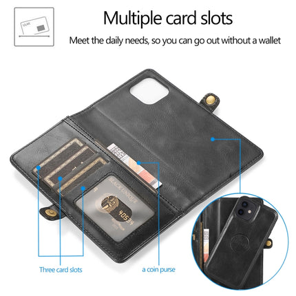 Multiple Card Slots Detachable Magnetic Horizontal Flip Leather Case with Card Slots & Holder & Wallet For iPhone 12 mini(Black)-garmade.com