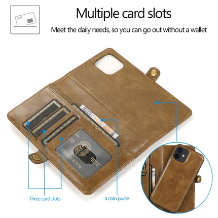 Multiple Card Slots Detachable Magnetic Horizontal Flip Leather Case with Card Slots & Holder & Wallet For iPhone 12 mini(Brown)-garmade.com
