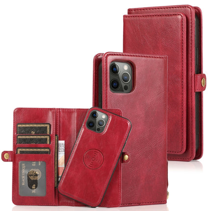Multiple Card Slots Detachable Magnetic Horizontal Flip Leather Case with Card Slots & Holder & Wallet For iPhone 12 / 12 Pro(Red)-garmade.com