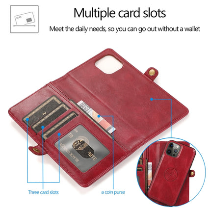 Multiple Card Slots Detachable Magnetic Horizontal Flip Leather Case with Card Slots & Holder & Wallet For iPhone 12 Pro Max(Red)-garmade.com