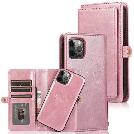 Multiple Card Slots Detachable Magnetic Horizontal Flip Leather Case with Card Slots & Holder & Wallet For iPhone 12 Pro Max(Rose Gold)-garmade.com