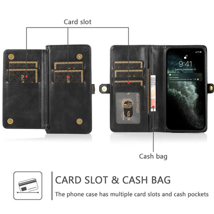 Multiple Card Slots Detachable Magnetic Horizontal Flip Leather Case with Card Slots & Holder & Wallet For iPhone 12 Pro Max(Black)-garmade.com