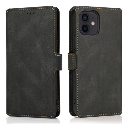 Retro Magnetic Closing Clasp Horizontal Flip Leather Case with Holder & Card Slots & Photo Frame & Wallet For iPhone 12 mini(Black)-garmade.com