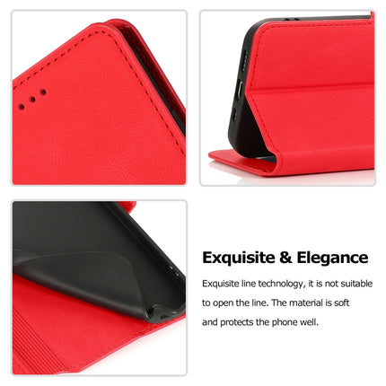 Retro Magnetic Closing Clasp Horizontal Flip Leather Case with Holder & Card Slots & Photo Frame & Wallet For iPhone 12 mini(Red)-garmade.com