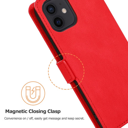 Retro Magnetic Closing Clasp Horizontal Flip Leather Case with Holder & Card Slots & Photo Frame & Wallet For iPhone 12 mini(Red)-garmade.com