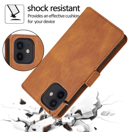 Retro Magnetic Closing Clasp Horizontal Flip Leather Case with Holder & Card Slots & Photo Frame & Wallet For iPhone 12 mini(Brown)-garmade.com