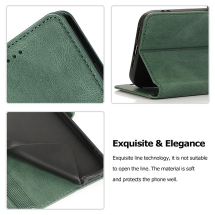 Retro Magnetic Closing Clasp Horizontal Flip Leather Case with Holder & Card Slots & Photo Frame & Wallet For iPhone 12 / 12 Pro(Green)-garmade.com