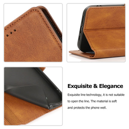 Retro Magnetic Closing Clasp Horizontal Flip Leather Case with Holder & Card Slots & Photo Frame & Wallet For iPhone 12 / 12 Pro(Brown)-garmade.com