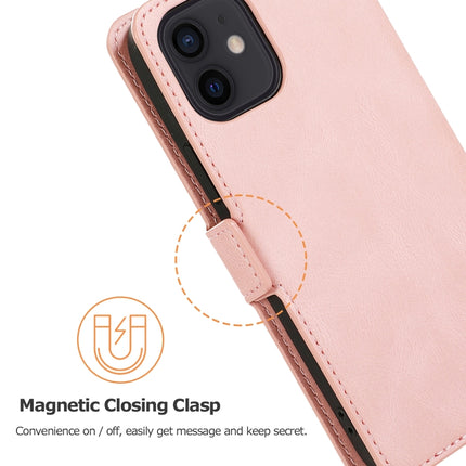 Retro Magnetic Closing Clasp Horizontal Flip Leather Case with Holder & Card Slots & Photo Frame & Wallet For iPhone 12 / 12 Pro(Rose Gold)-garmade.com