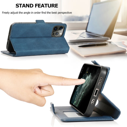 Retro Magnetic Closing Clasp Horizontal Flip Leather Case with Holder & Card Slots & Photo Frame & Wallet For iPhone 12 Pro Max(Navy Blue)-garmade.com