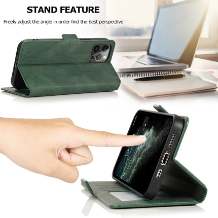 Retro Magnetic Closing Clasp Horizontal Flip Leather Case with Holder & Card Slots & Photo Frame & Wallet For iPhone 12 Pro Max(Green)-garmade.com