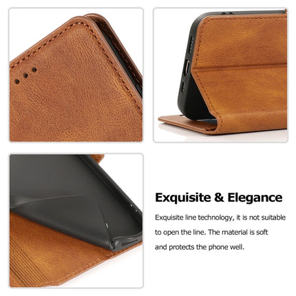 Retro Magnetic Closing Clasp Horizontal Flip Leather Case with Holder & Card Slots & Photo Frame & Wallet For iPhone 12 Pro Max(Brown)-garmade.com