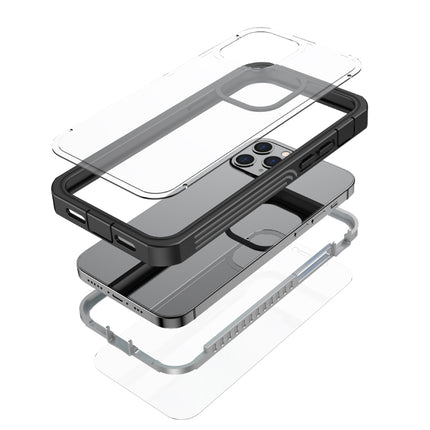 Waterproof Dustproof Shockproof Transparent Acrylic Protective Case For iPhone 12 Pro Max(Black)-garmade.com