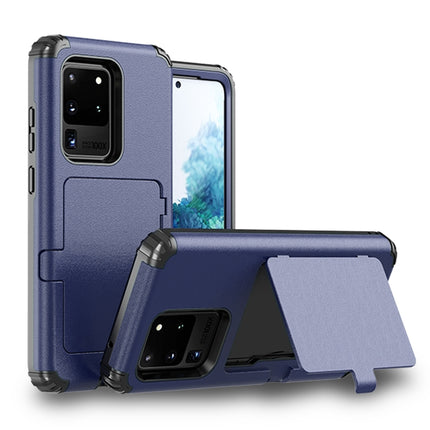 For Samsung Galaxy S20+ Dustproof Pressure-proof Shockproof PC + TPU Case with Card Slot & Mirror(Dark Blue)-garmade.com