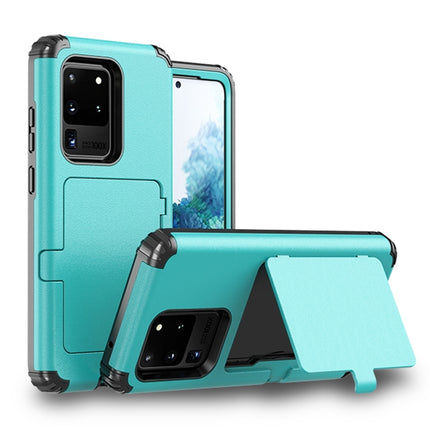 For Samsung Galaxy S20+ Dustproof Pressure-proof Shockproof PC + TPU Case with Card Slot & Mirror(Sky Blue)-garmade.com