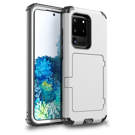For Samsung Galaxy S20+ Dustproof Pressure-proof Shockproof PC + TPU Case with Card Slot & Mirror(White)-garmade.com