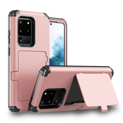 For Samsung Galaxy S20+ Dustproof Pressure-proof Shockproof PC + TPU Case with Card Slot & Mirror(Rose Gold)-garmade.com