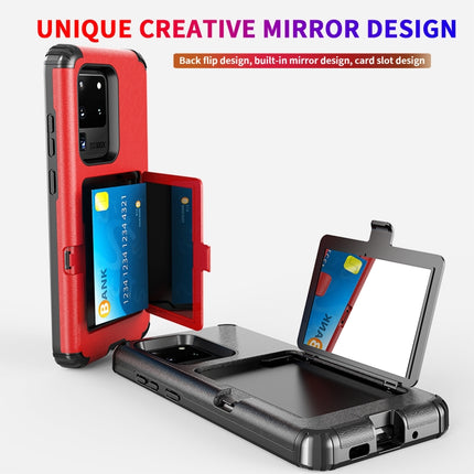 For Samsung Galaxy S20+ Dustproof Pressure-proof Shockproof PC + TPU Case with Card Slot & Mirror(Rose Gold)-garmade.com