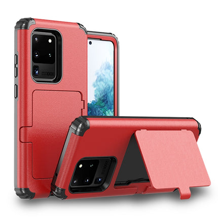 For Samsung Galaxy S20+ Dustproof Pressure-proof Shockproof PC + TPU Case with Card Slot & Mirror(Red)-garmade.com