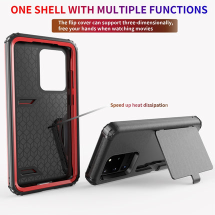 For Samsung Galaxy S20+ Dustproof Pressure-proof Shockproof PC + TPU Case with Card Slot & Mirror(Red)-garmade.com