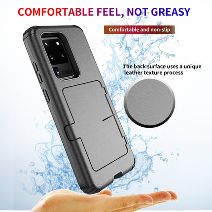 For Samsung Galaxy S20+ Dustproof Pressure-proof Shockproof PC + TPU Case with Card Slot & Mirror(Red)-garmade.com