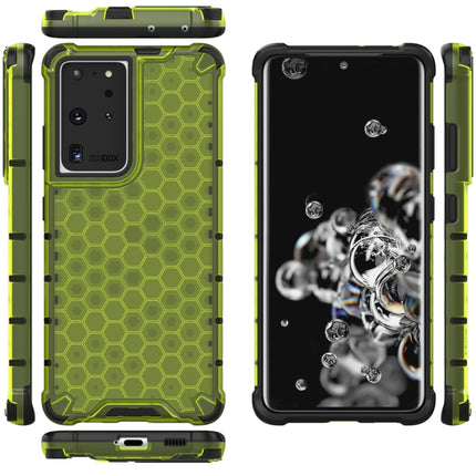 For Samsung Galaxy S21 Ultra 5G Shockproof Honeycomb PC + TPU Protective Case(Green)-garmade.com