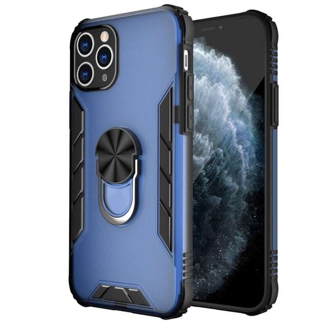 Magnetic Frosted PC + Matte TPU Shockproof Case with Ring Holder For iPhone 11 Pro(Classic Blue)-garmade.com