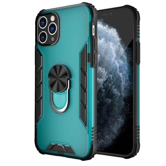 Magnetic Frosted PC + Matte TPU Shockproof Case with Ring Holder For iPhone 11 Pro(Glistening Green)-garmade.com