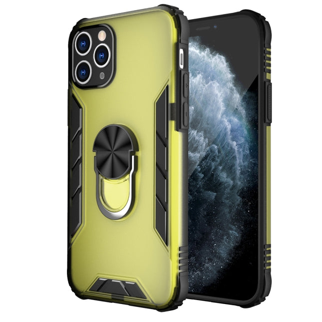 Magnetic Frosted PC + Matte TPU Shockproof Case with Ring Holder For iPhone 11 Pro(Olive Yellow)-garmade.com