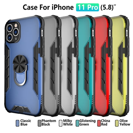 Magnetic Frosted PC + Matte TPU Shockproof Case with Ring Holder For iPhone 11 Pro(Glistening Green)-garmade.com