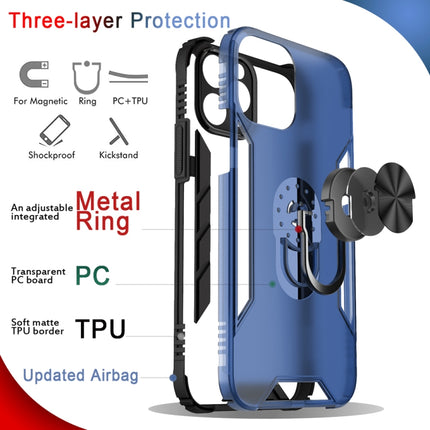 Magnetic Frosted PC + Matte TPU Shockproof Case with Ring Holder For iPhone 11 Pro(China Red)-garmade.com