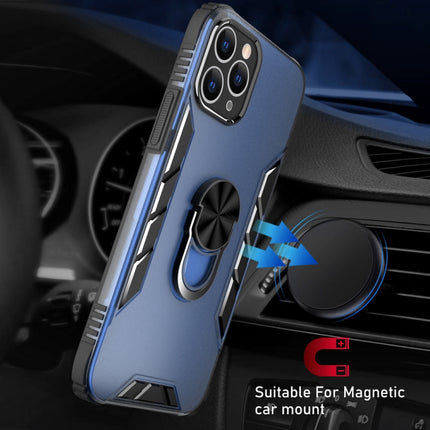 Magnetic Frosted PC + Matte TPU Shockproof Case with Ring Holder For iPhone 11 Pro(Phantom Black)-garmade.com